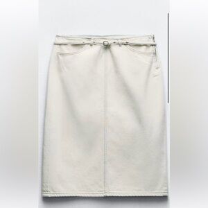 BNWT ZARA DENIM SKIRT WITH BELT - XL